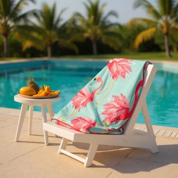 Cynthia Rowley Other - Cynthia Rowley Flamingo Print Beach Towel Set 2+ Bag Aqua Pink Summer Aesthetic